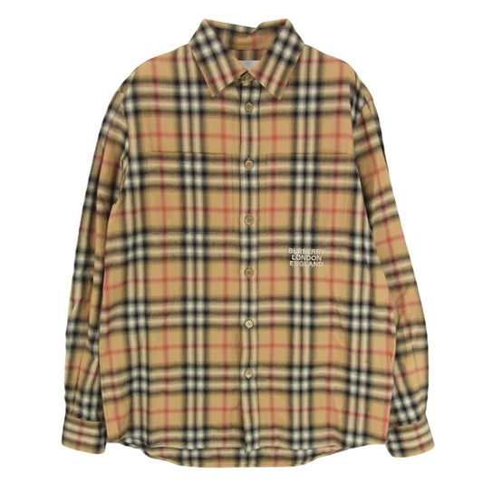 BURBERRY LONDON バーバリー ロンドン 8036773 ENGLAND イングランド ティッシ期 ロゴ刺繍 ノバチェック 長袖 シャツ ブラウン系 XS【中古】