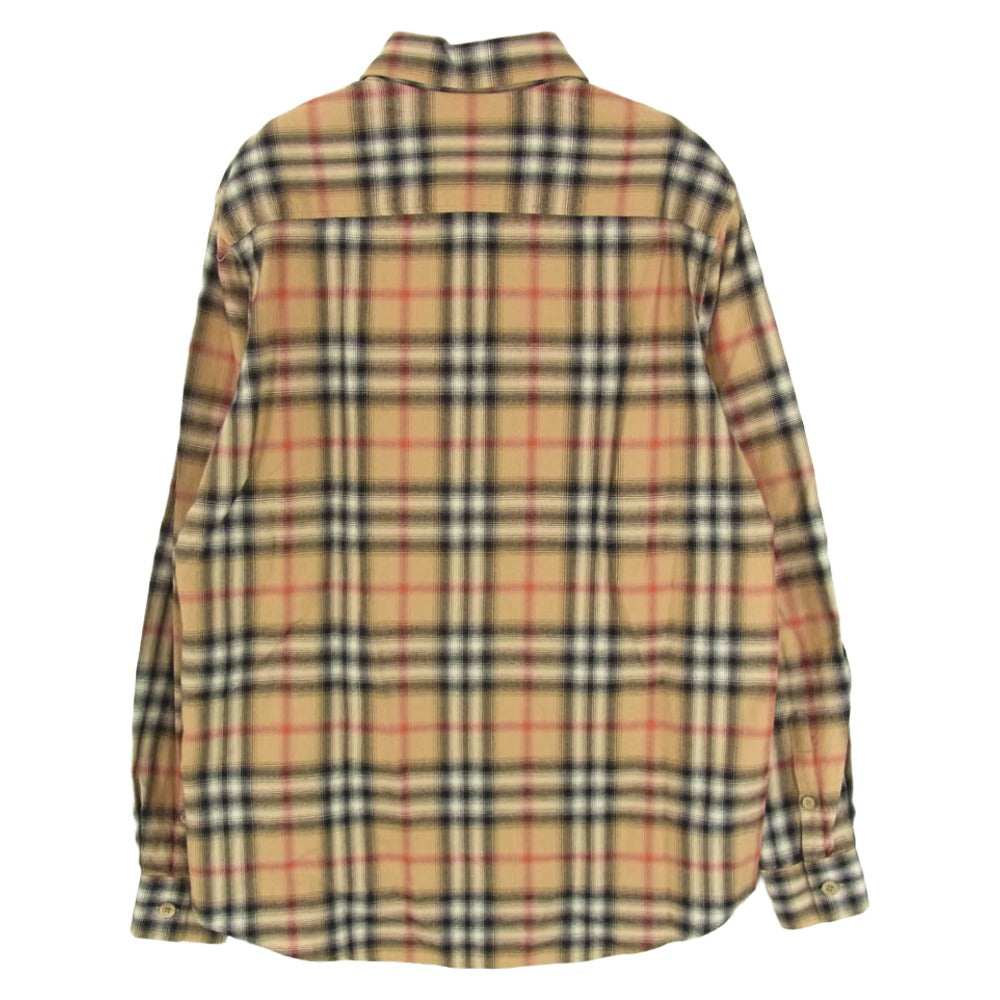 BURBERRY LONDON バーバリー ロンドン 8036773 ENGLAND イングランド ティッシ期 ロゴ刺繍 ノバチェック 長袖 シャツ ブラウン系 XS【中古】