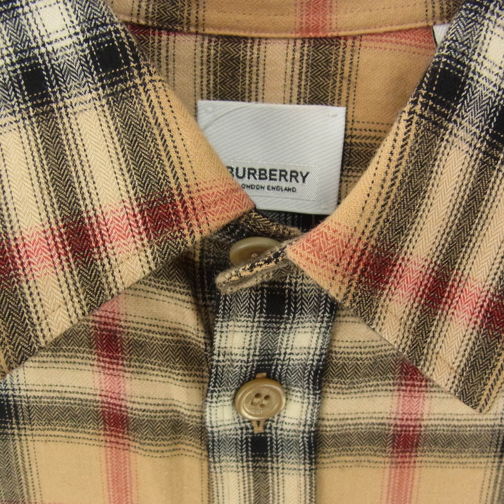 BURBERRY LONDON バーバリー ロンドン 8036773 ENGLAND イングランド ティッシ期 ロゴ刺繍 ノバチェック 長袖 シャツ ブラウン系 XS【中古】