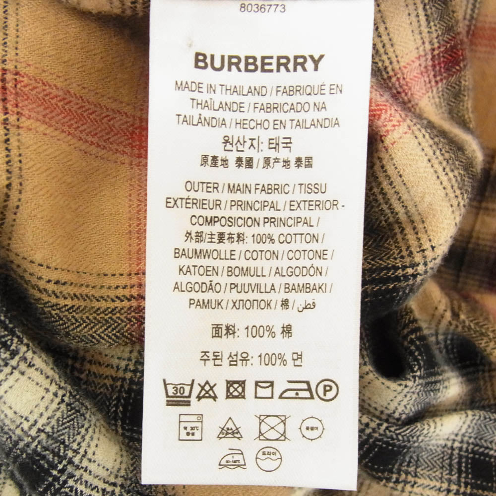 BURBERRY LONDON バーバリー ロンドン 8036773 ENGLAND イングランド ティッシ期 ロゴ刺繍 ノバチェック 長袖 シャツ ブラウン系 XS【中古】
