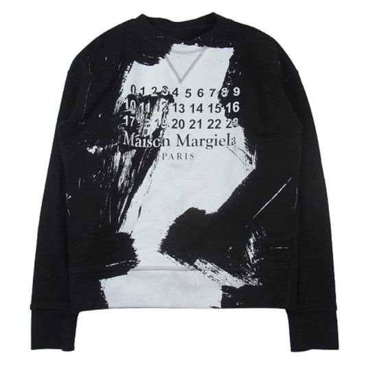 MAISON MARGIELA メゾンマルジェラ 20SS S29GU0060 S25403 四つタグ ペンキグラフィック カレンダーロゴプリント クルーネック スウェット ブラック系 M【中古】