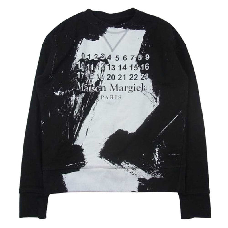 MAISON MARGIELA メゾンマルジェラ 20SS S29GU0060 S25403 四つタグ ペンキグラフィック カレンダーロゴプリント クルーネック スウェット ブラック系 M【中古】