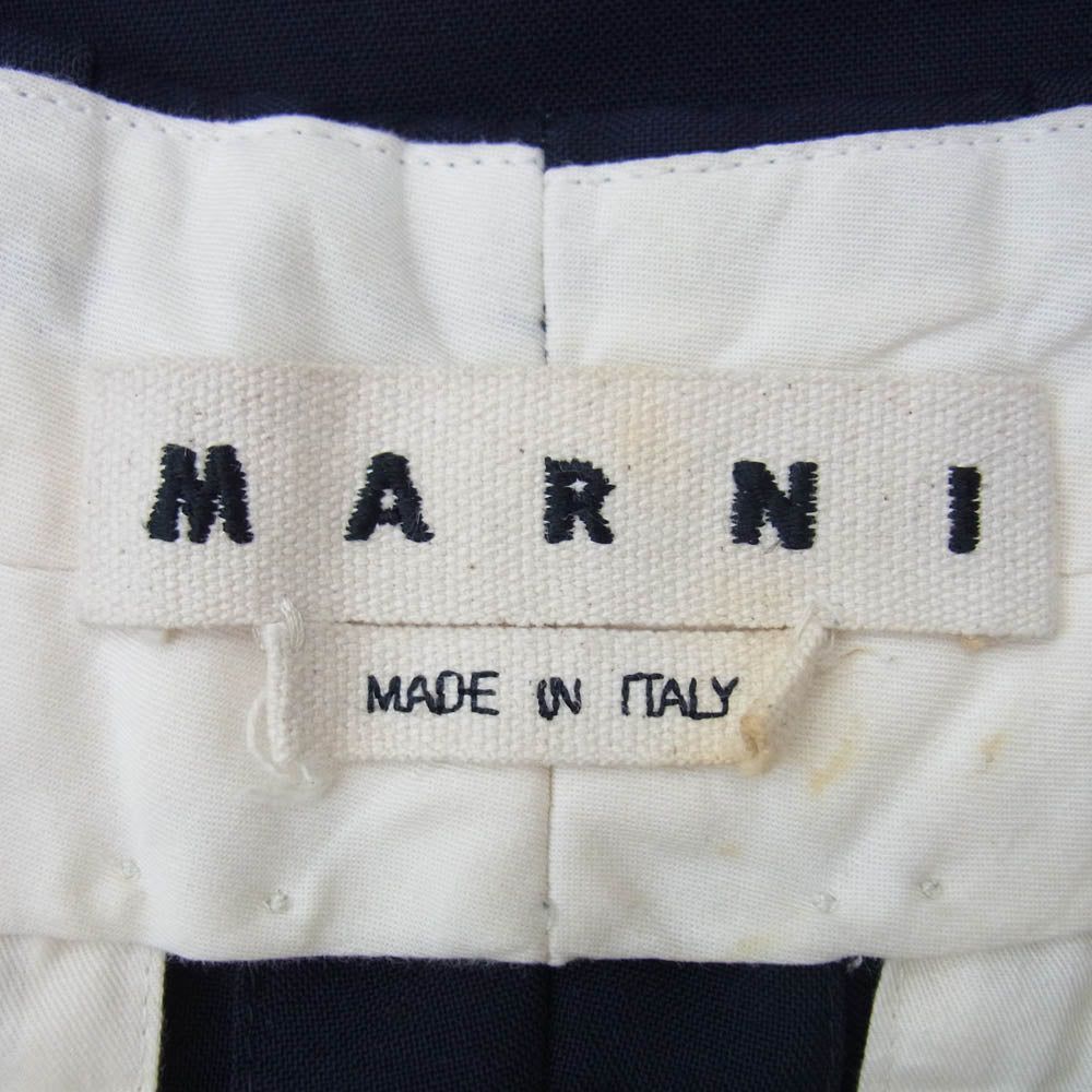 MARNI マルニ トロピカル ウール パンツ スラックス ネイビー ブラック系 44【中古】