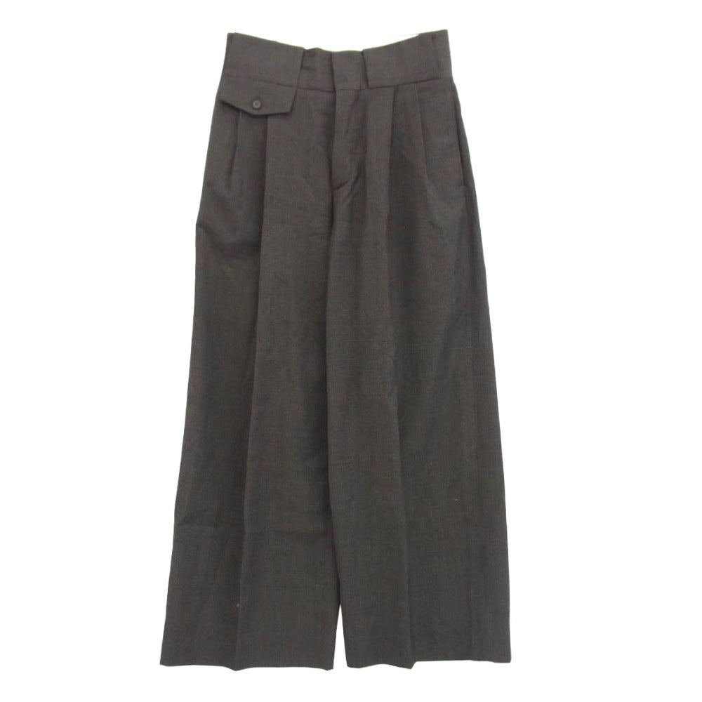 MAISON MARGIELA メゾンマルジェラ 15AW S30KA0417 ハイウエスト ウール 千鳥柄 チェック スラックス パンツ チャコール系 44【中古】