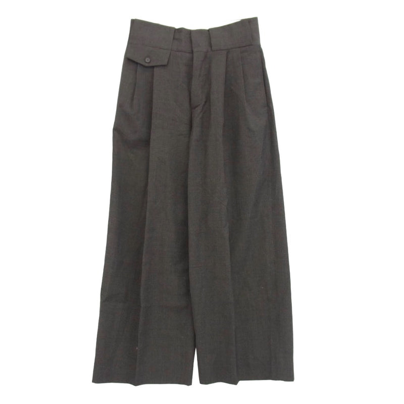 MAISON MARGIELA メゾンマルジェラ 15AW S30KA0417 ハイウエスト ウール 千鳥柄 チェック スラックス パンツ チャコール系 44【中古】