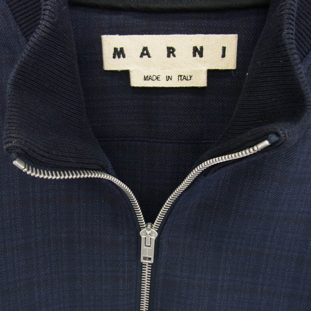 MARNI マルニ 18AW CUMU0005L0 SHADOW CHECK WOOL JACKET シャドウ ウール チェック ジャケット ネイビー系 44【中古】