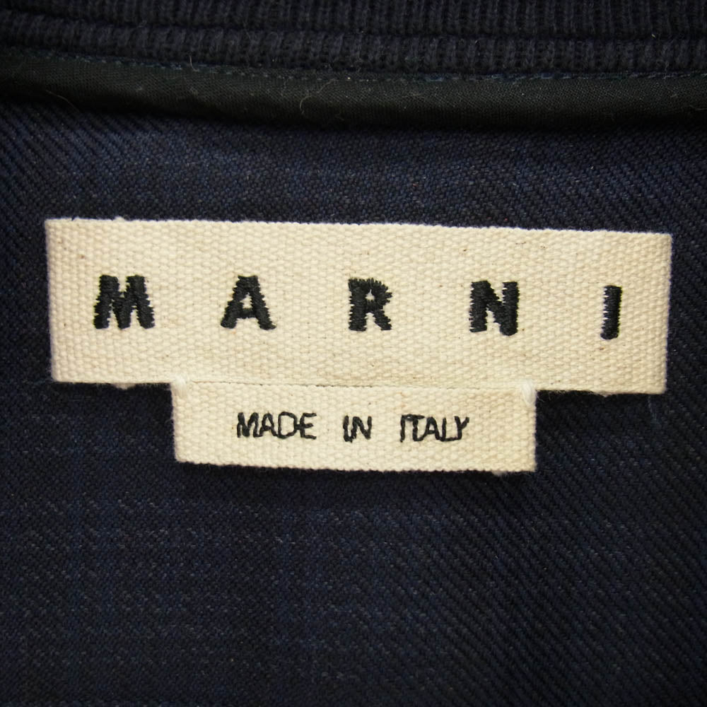 MARNI マルニ 18AW CUMU0005L0 SHADOW CHECK WOOL JACKET シャドウ ウール チェック ジャケット ネイビー系 44【中古】