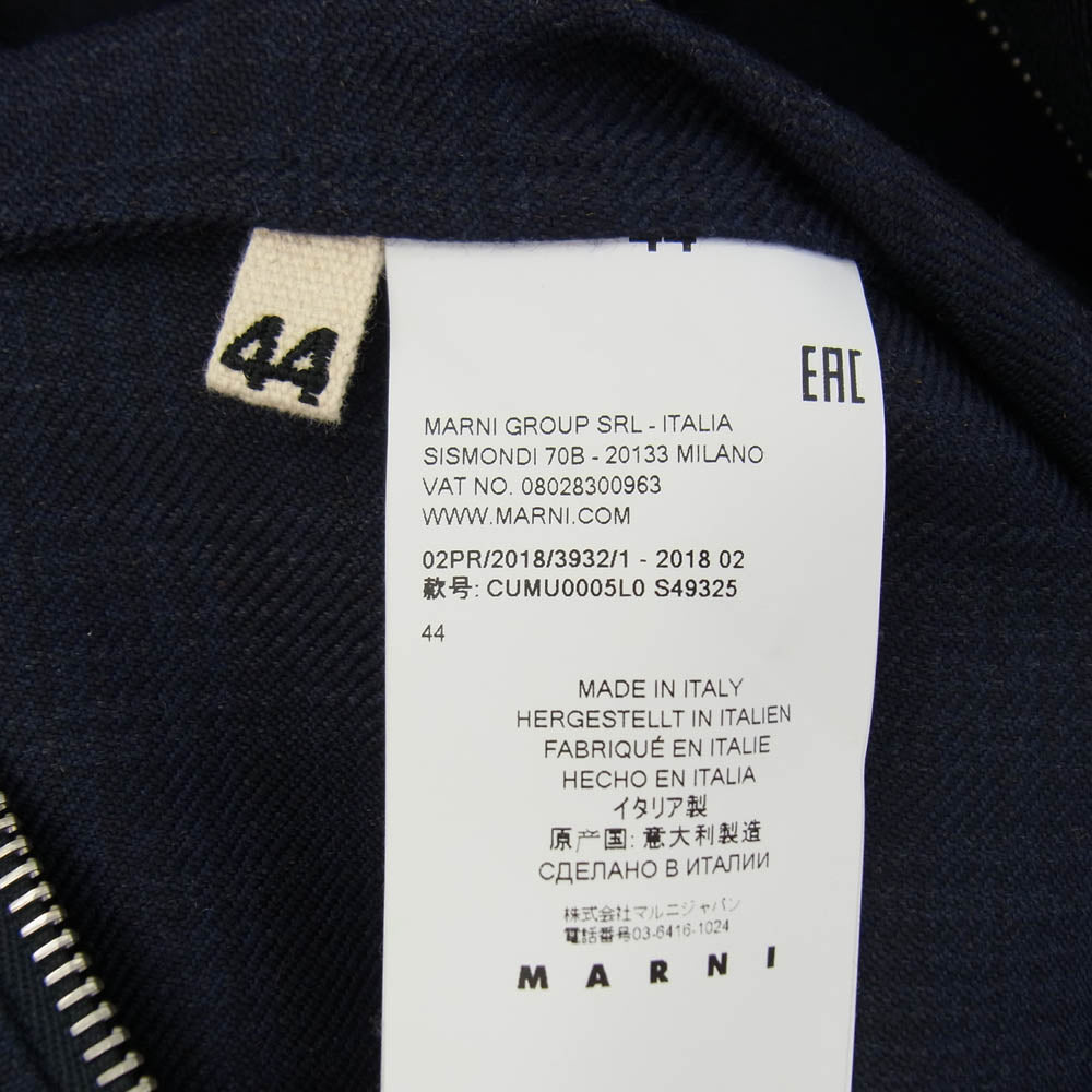 MARNI マルニ 18AW CUMU0005L0 SHADOW CHECK WOOL JACKET シャドウ ウール チェック ジャケット ネイビー系 44【中古】