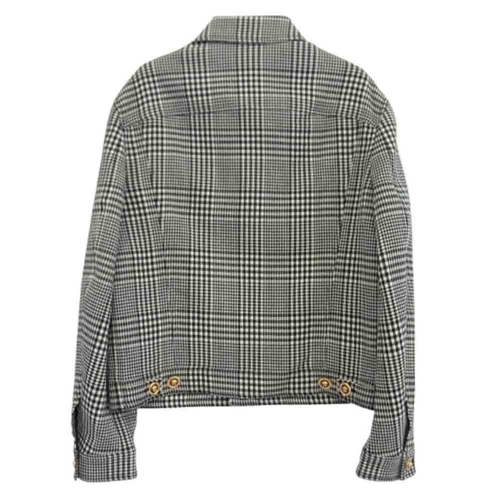 VERSACE ヴェルサーチ 1003624 plaid virgin wool blend jacket ヴァージン ウール チェック ジャケット ブラック系 M【中古】