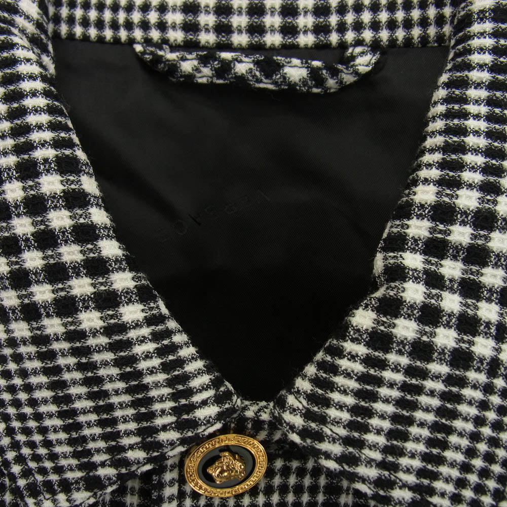 VERSACE ヴェルサーチ 1003624 plaid virgin wool blend jacket ヴァージン ウール チェック ジャケット ブラック系 M【中古】