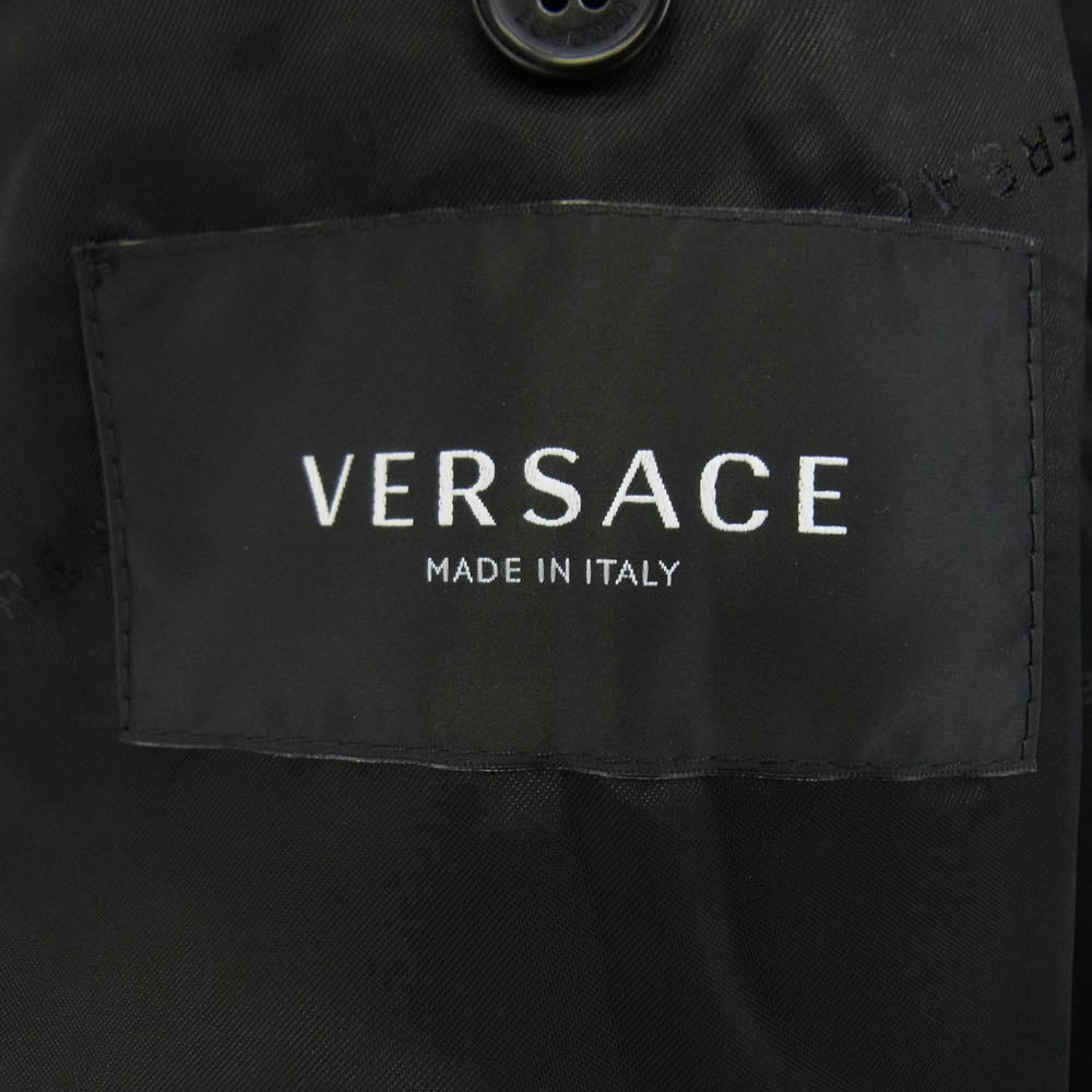 VERSACE ヴェルサーチ 1003624 plaid virgin wool blend jacket ヴァージン ウール チェック ジャケット ブラック系 M【中古】