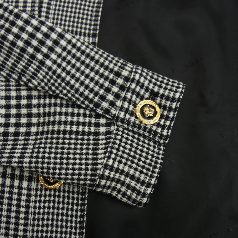 VERSACE ヴェルサーチ 1003624 plaid virgin wool blend jacket ヴァージン ウール チェック ジャケット ブラック系 M【中古】