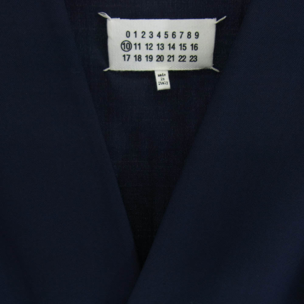 MAISON MARGIELA メゾンマルジェラ 19SS S50BN0370 Two ply wool popeline ノーカラー テーラード ジャケット ネイビー系 44【中古】