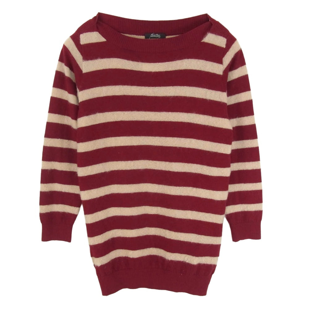 UNDERCOVER アンダーカバー N8904 UNDERCOVERISM アンダーカバーイズム モヘア混 ボーダーニット サイドジップ セーター エンジ系 1【中古】