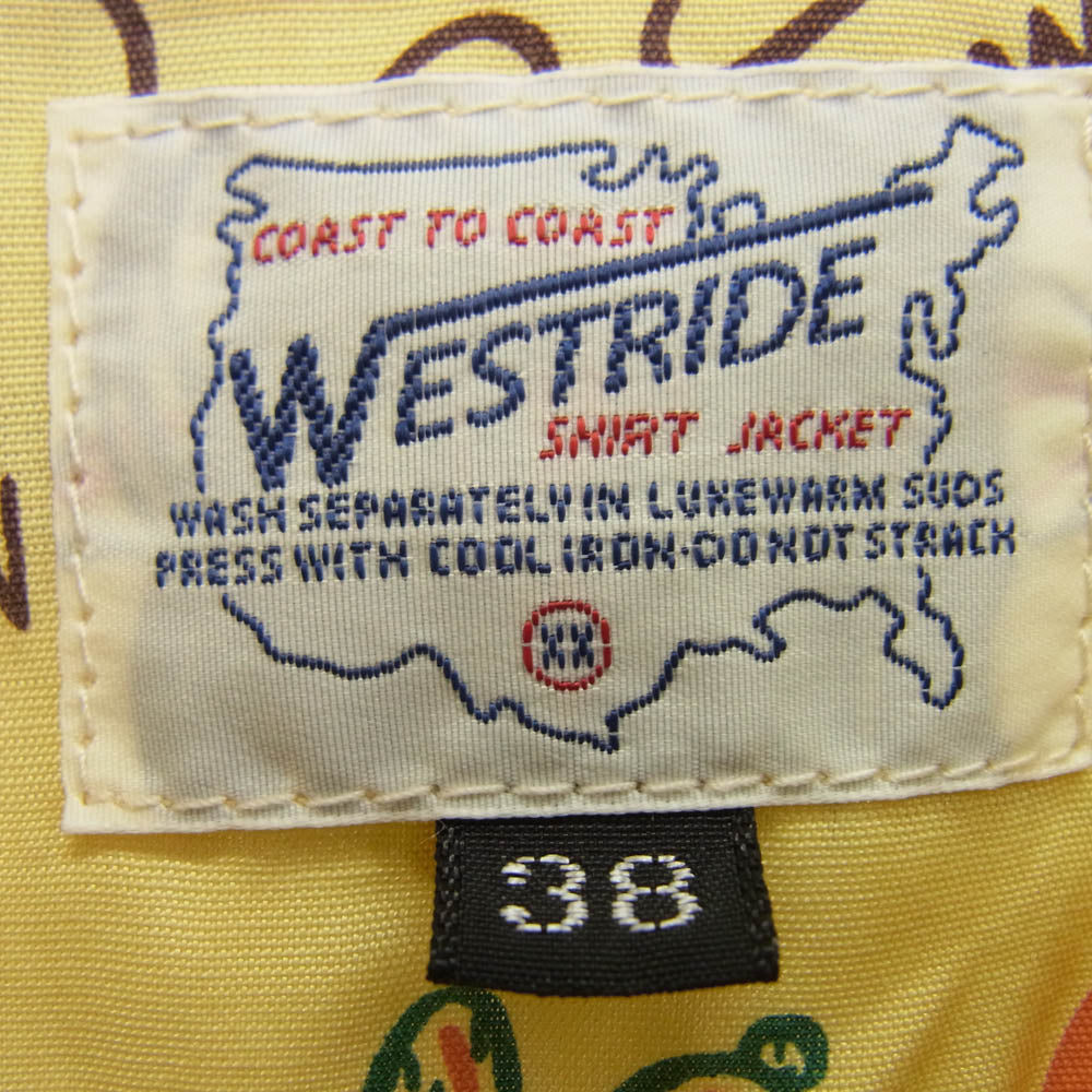 WESTRIDE ウエストライド スーベニール バイカー 総柄 プリント 長袖 レーヨン シャツ イエロー系 マルチカラー系 38【美品】【中古】