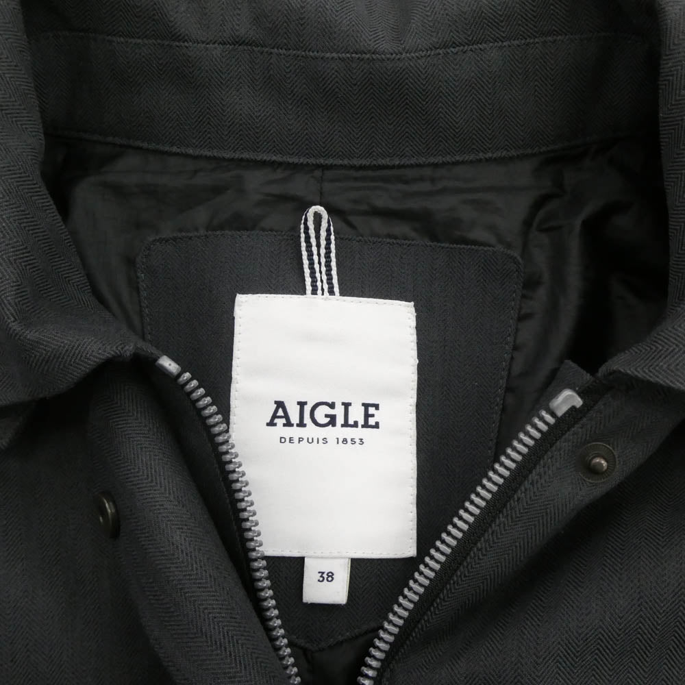 AIGLE エーグル ZBF083J 透湿防水 ラボウ ステンカラーコート ダークグレー系 38【中古】
