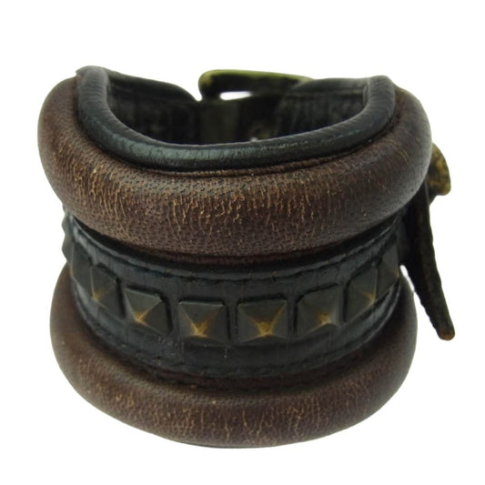 ケムリ レザー スタッズ ブレス ブラック系 表記なし【中古】