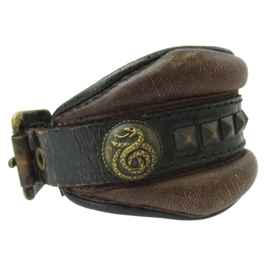 ケムリ レザー スタッズ ブレス ブラック系 表記なし【中古】