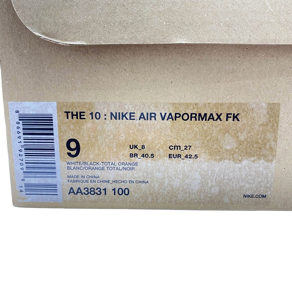 NIKE ナイキ AA3831-100 × Off-white Air Vapormax White【フェイクバスターズ鑑定済】 オフホワイト エアヴェイパーマックス ホワイト ローカット スニーカー オフホワイト系 ベージュ系 27cm【中古】
