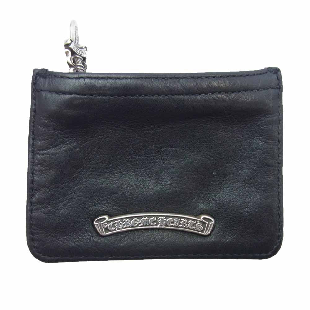 CHROME HEARTS クロムハーツ（原本無） ZPR CHNG 3×4 ダガージップ レザー ジッパー スクロールラベル チェンジパース コインケース 小銭入れ ブラック系【中古】