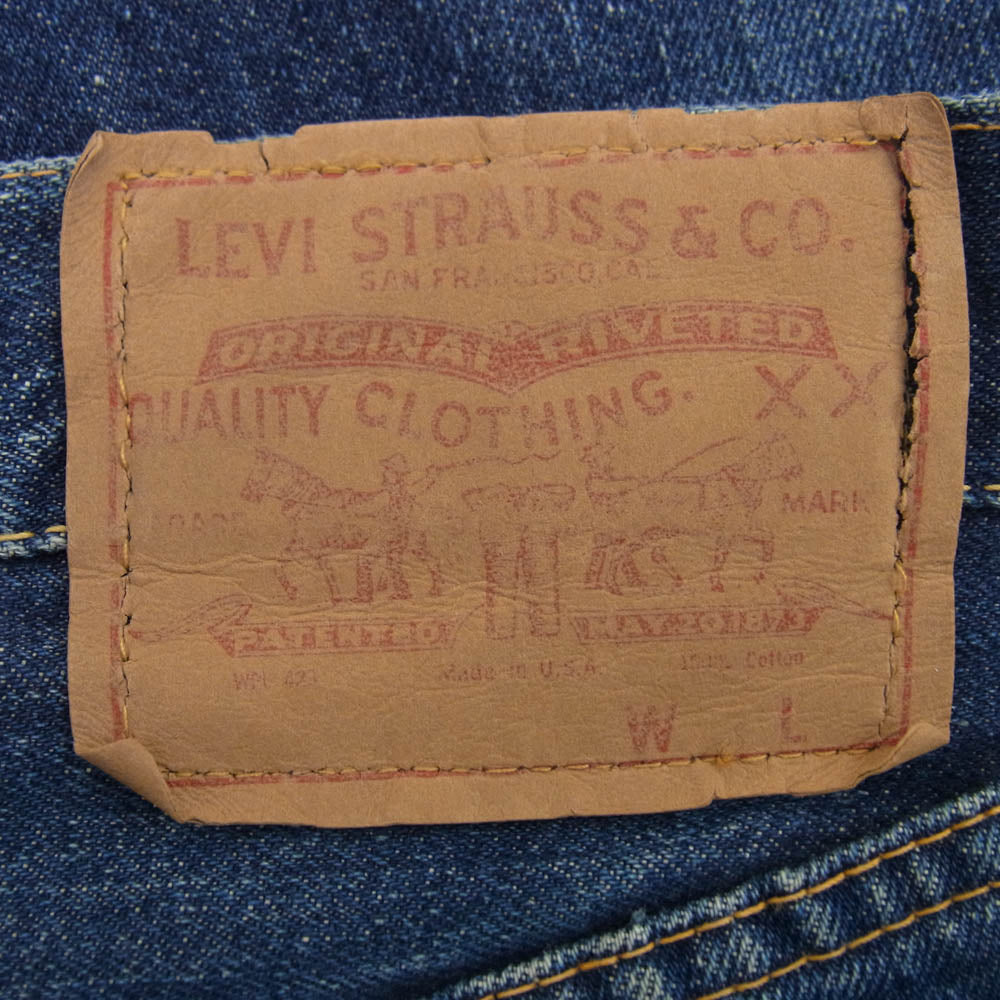 Levi's リーバイス ヴィンテージ オリジナル 60s 501XX ボタン裏刻印ツメ 紙パッチギャラ無し 足長R センターオフセット デニム パンツ インディゴブルー系 W28inch程度【中古】