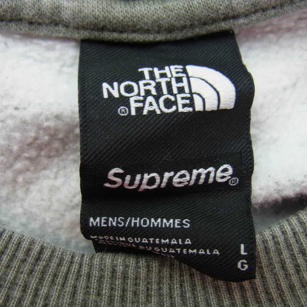 Supreme シュプリーム 21SS NT12102I The North Face Pigment Printed Crewneck ノースフェイス クルーネック スウェット モスグリーン系 L【中古】