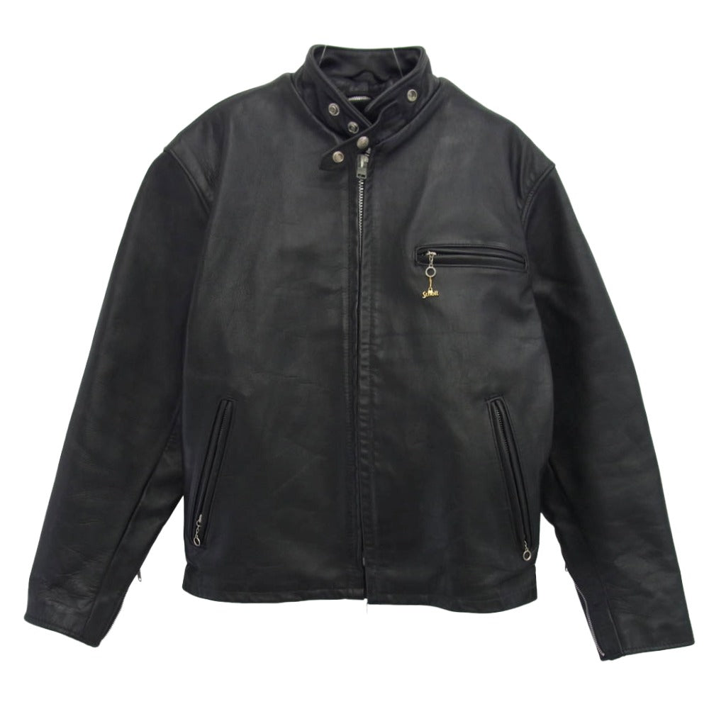 schott ショット 641 USA製 STAND COLLAR SINGLE RIDERS スタンドカラー シングル ライダース ジャケット ライナー付属 42【中古】