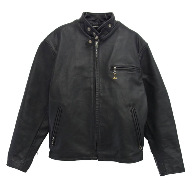 schott ショット 641 USA製 STAND COLLAR SINGLE RIDERS スタンドカラー シングル ライダース ジャケット ライナー付属 42【中古】