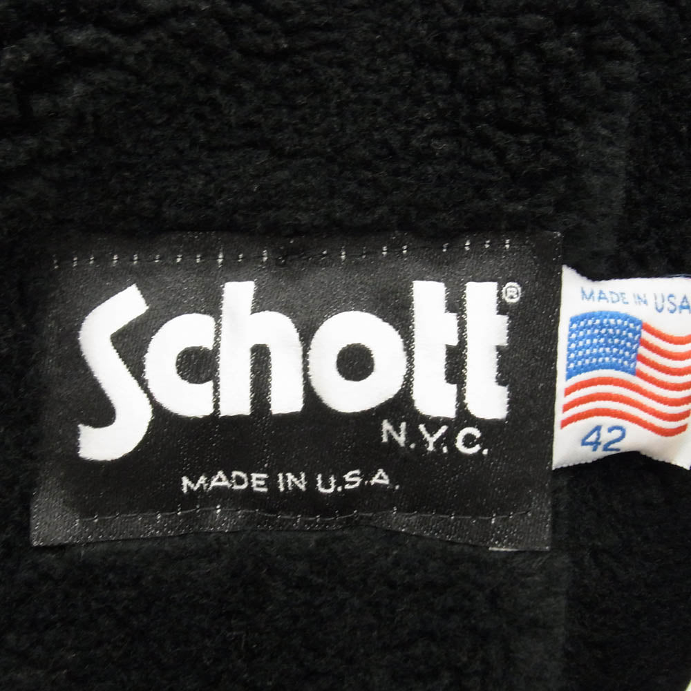 schott ショット 641 USA製 STAND COLLAR SINGLE RIDERS スタンドカラー シングル ライダース ジャケット ライナー付属 42【中古】