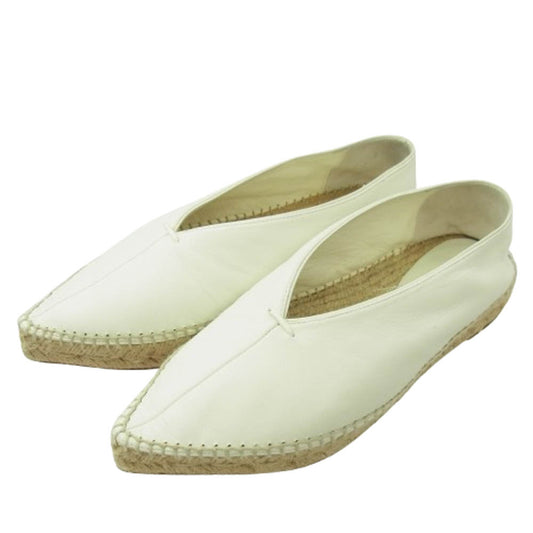 CELINE セリーヌ フィービー期 ポインテッドトゥ パンプス エスパドリーユ ホワイト系 37【中古】