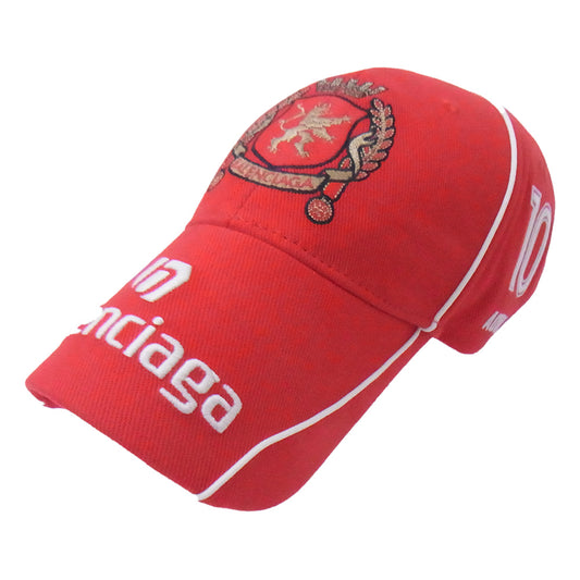 BALENCIAGA バレンシアガ 778791 410B2 青山限定 BASEBALL CAP ロゴ刺繍 クレストワッペン ベースボール キャップ 帽子 レッド系 L【極上美品】【中古】