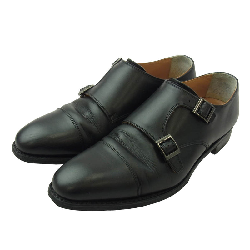 SCOTCH GRAIN スコッチグレイン R1812 ダブルモンク 撥水 グリッパーテクノソール レザー ビジネスシューズ ブラック系 25cm【中古】