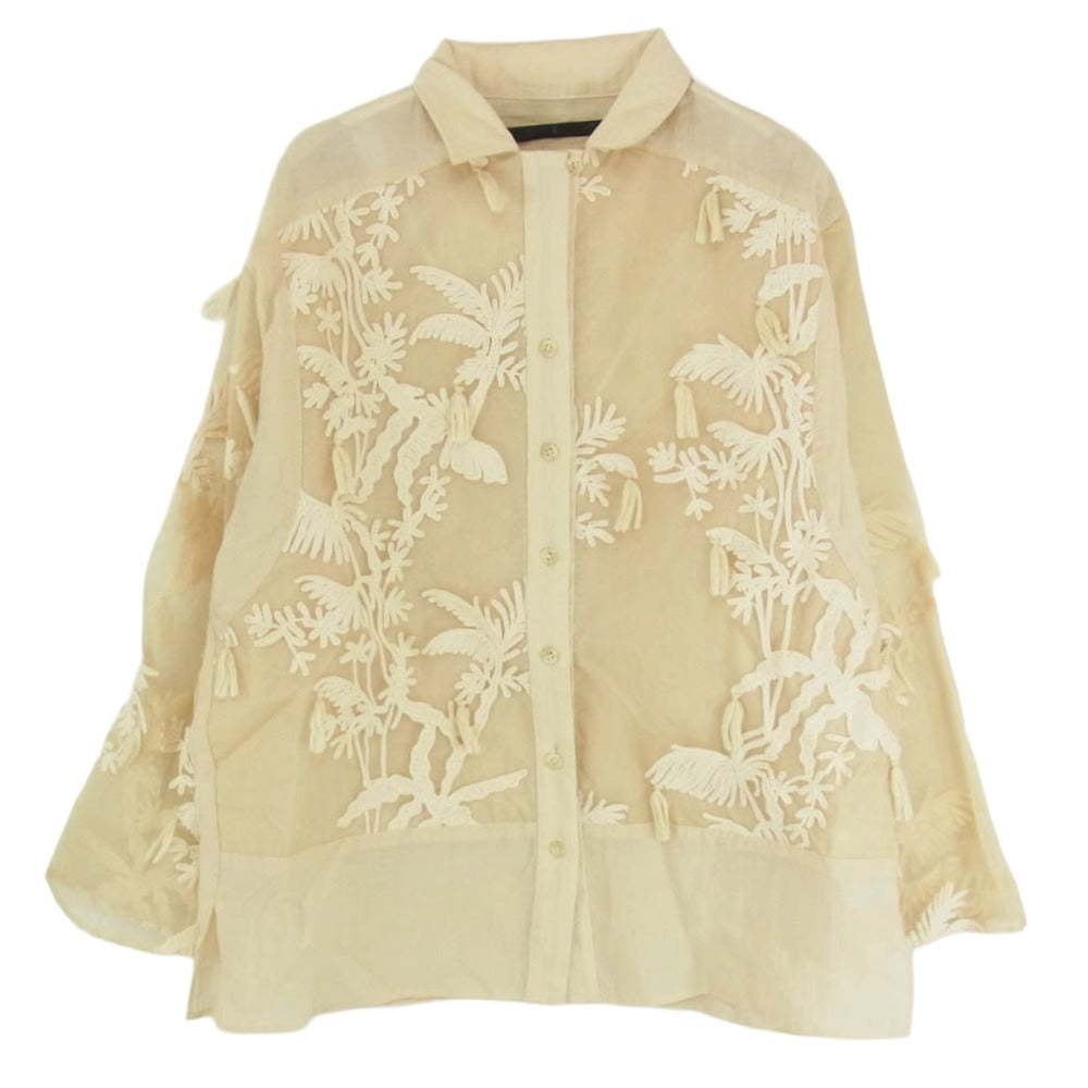 ミュラーオブヨシオクボ MLS22209SP シースルー ブランチ 長袖 シャツ ベージュ系 38【中古】