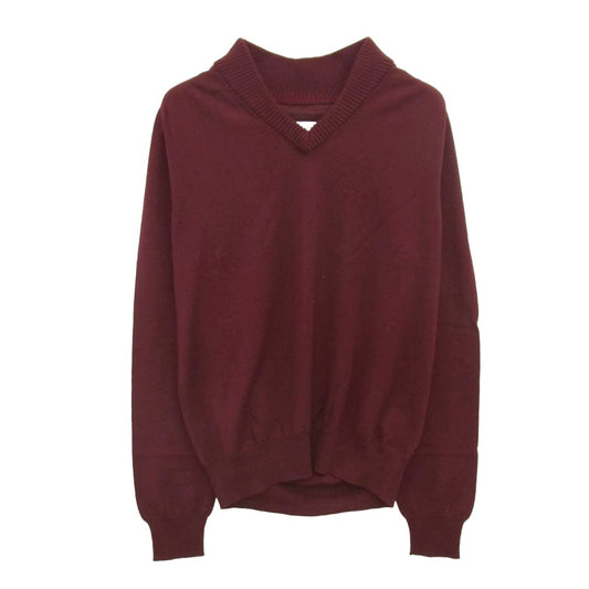 MAISON MARGIELA メゾンマルジェラ 13AW S30HA0667 四つタグ Vネック ショールカラー ニット セーター ワインレッド系 表記サイズ無【中古】