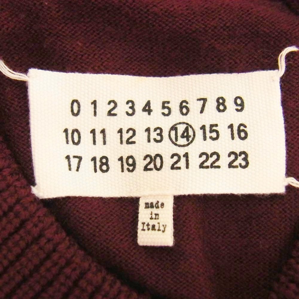 MAISON MARGIELA メゾンマルジェラ 13AW S30HA0667 四つタグ Vネック ショールカラー ニット セーター ワインレッド系 表記サイズ無【中古】