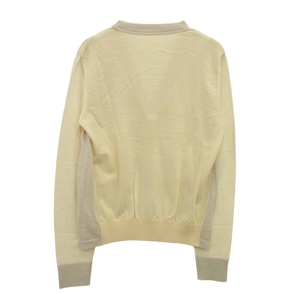 MAISON MARGIELA メゾンマルジェラ 16SS S50HA0619 四つタグ 前身切替 Vネック コントラスト バイカラー ニット カーディガン グレー系 オフホワイト系 S【中古】