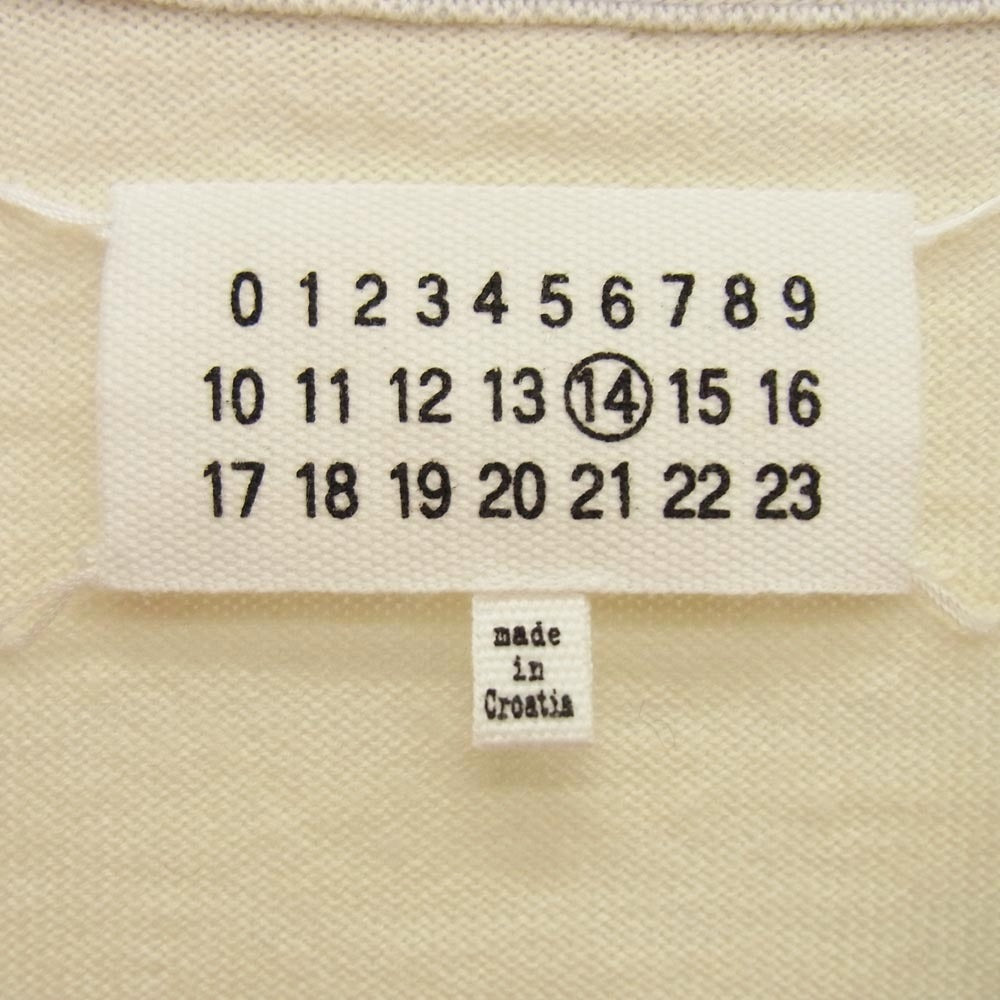 MAISON MARGIELA メゾンマルジェラ 16SS S50HA0619 四つタグ 前身切替 Vネック コントラスト バイカラー ニット カーディガン グレー系 オフホワイト系 S【中古】