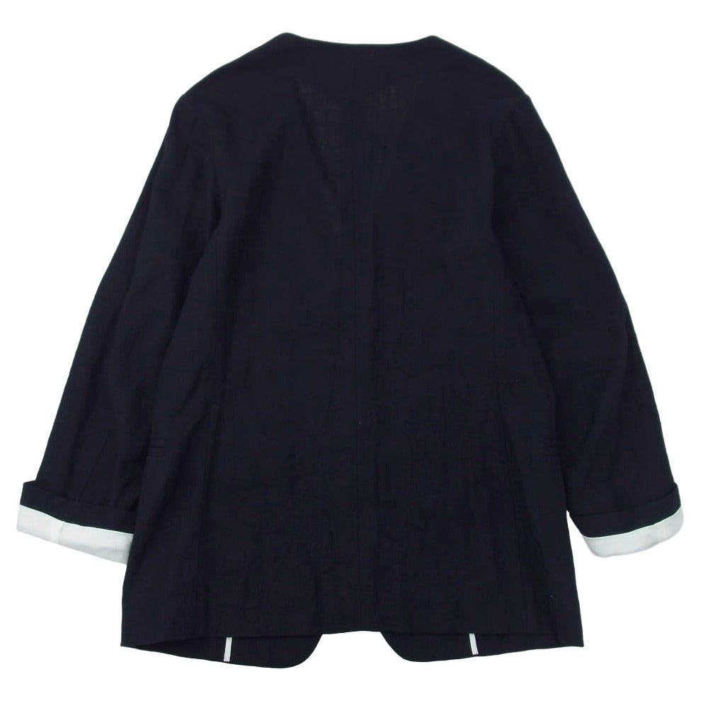 ロクビューティアンドユース ジョーゼット ノーカラージャケット ネイビー系 36【中古】