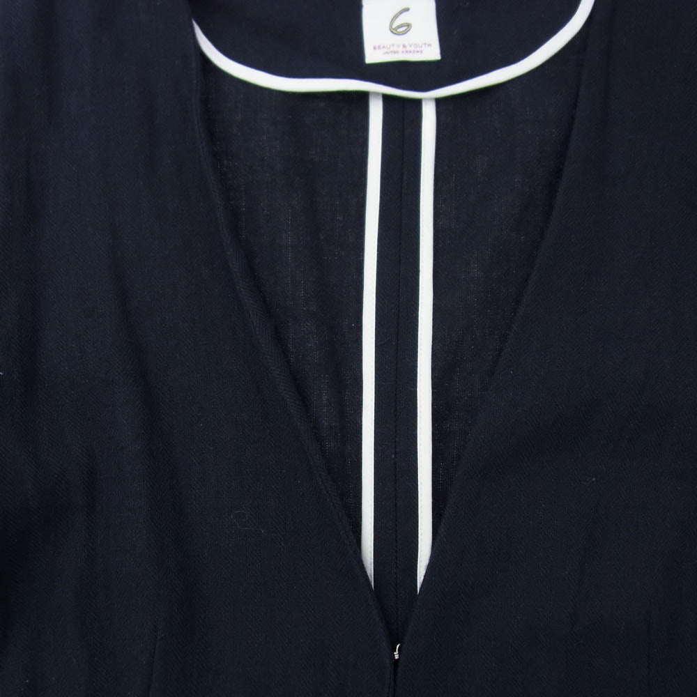 ロクビューティアンドユース ジョーゼット ノーカラージャケット ネイビー系 36【中古】