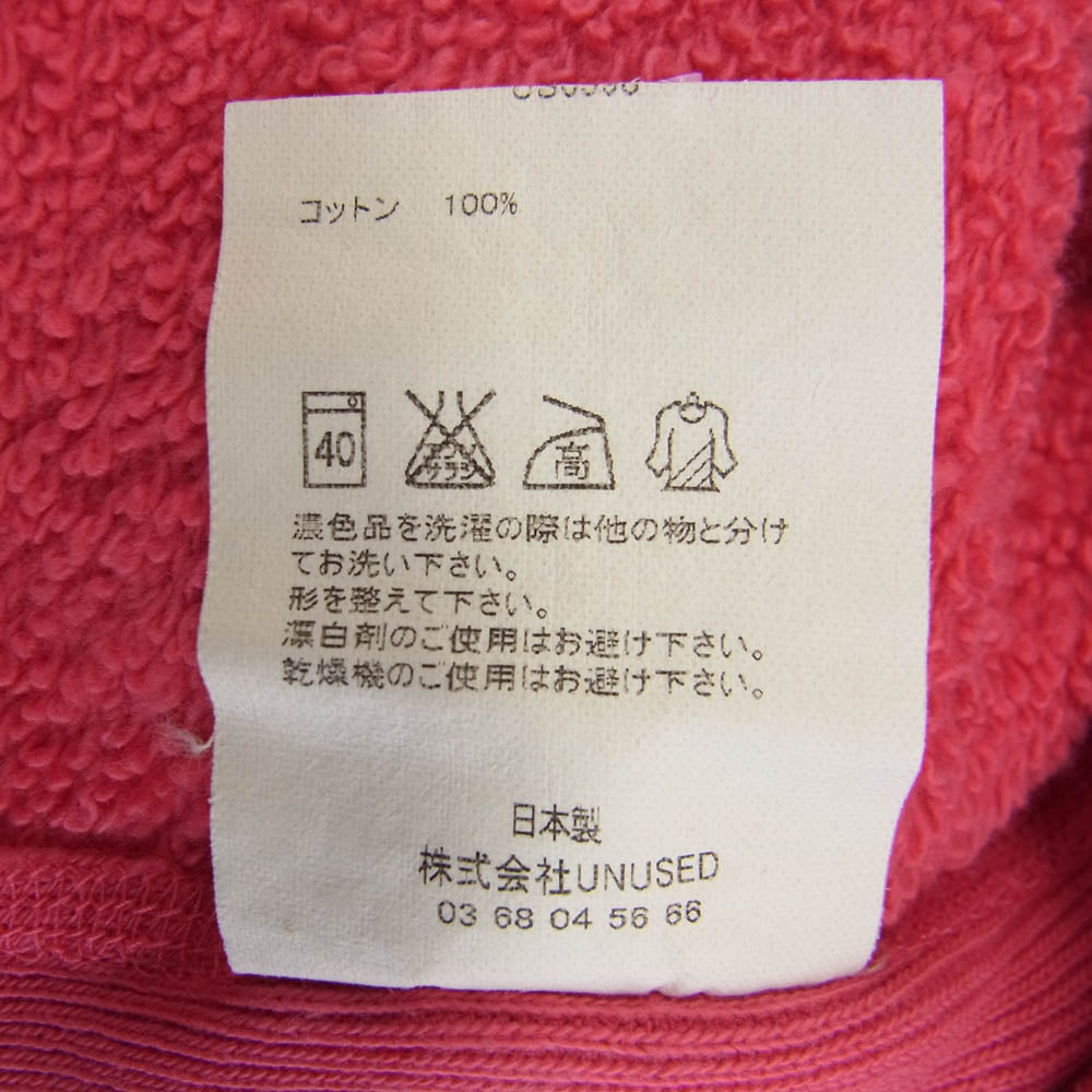 UNUSED アンユーズド Sweat Hoodie スウェット フーディ プルオーバー パーカー ピンク系 3【美品】【中古】