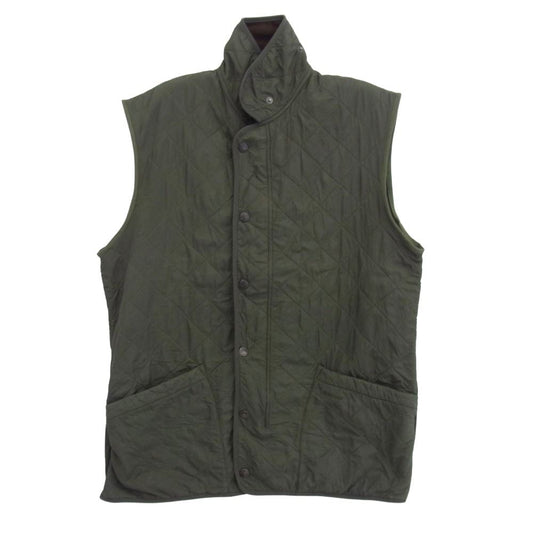 Barbour バブアー ハイネック キルティングベスト モスグリーン系 M【中古】
