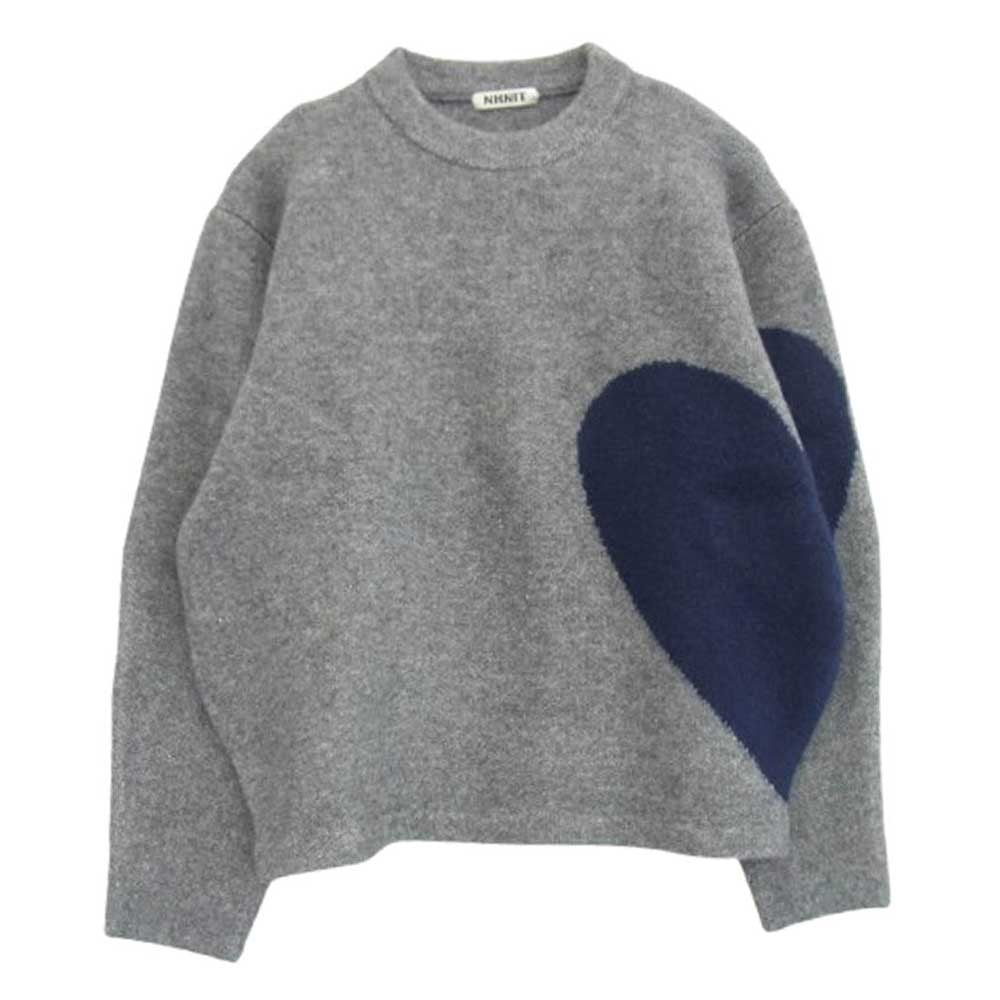 ンニット 23AW NKNIT23AW-N36 pattern knit クルーネックハートニット グレー系 ネイビー系【中古】