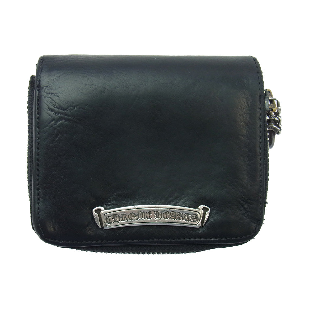 CHROME HEARTS クロムハーツ（原本無） SQ ZIP BILL スクエアジップビル レザーウォレット 財布 ブラック系【中古】