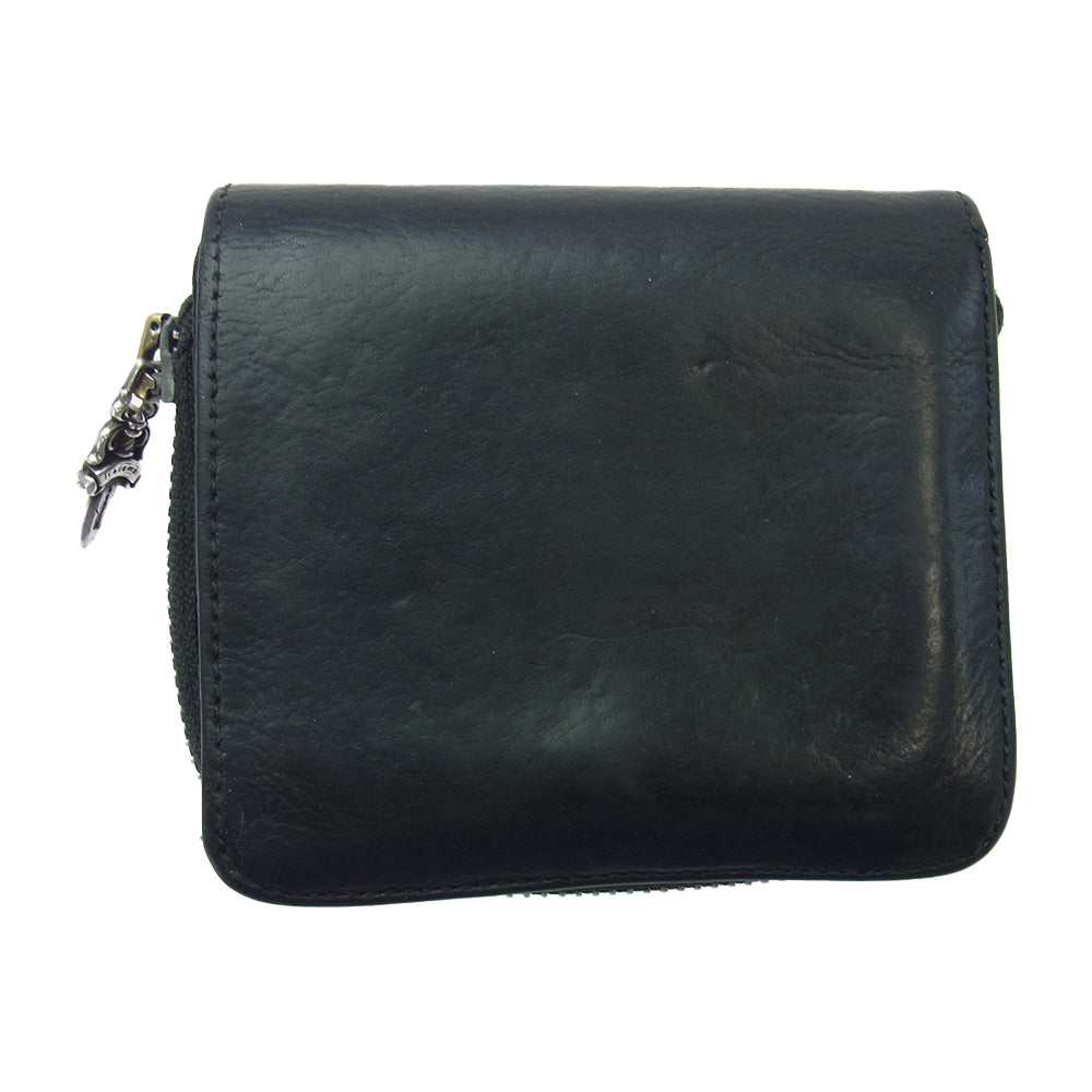 CHROME HEARTS クロムハーツ（原本無） SQ ZIP BILL スクエアジップビル レザーウォレット 財布 ブラック系【中古】