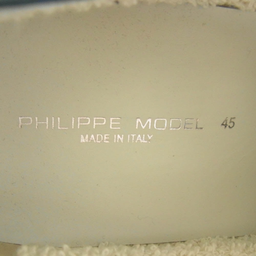 1piu1uguale3 ウノピュウノウグァーレトレ PHILIPPE MODEL フィリップモデル別注 TROPEZ DENIM USED加工 デニム スリッポン シューズ インディゴブルー系 45【中古】