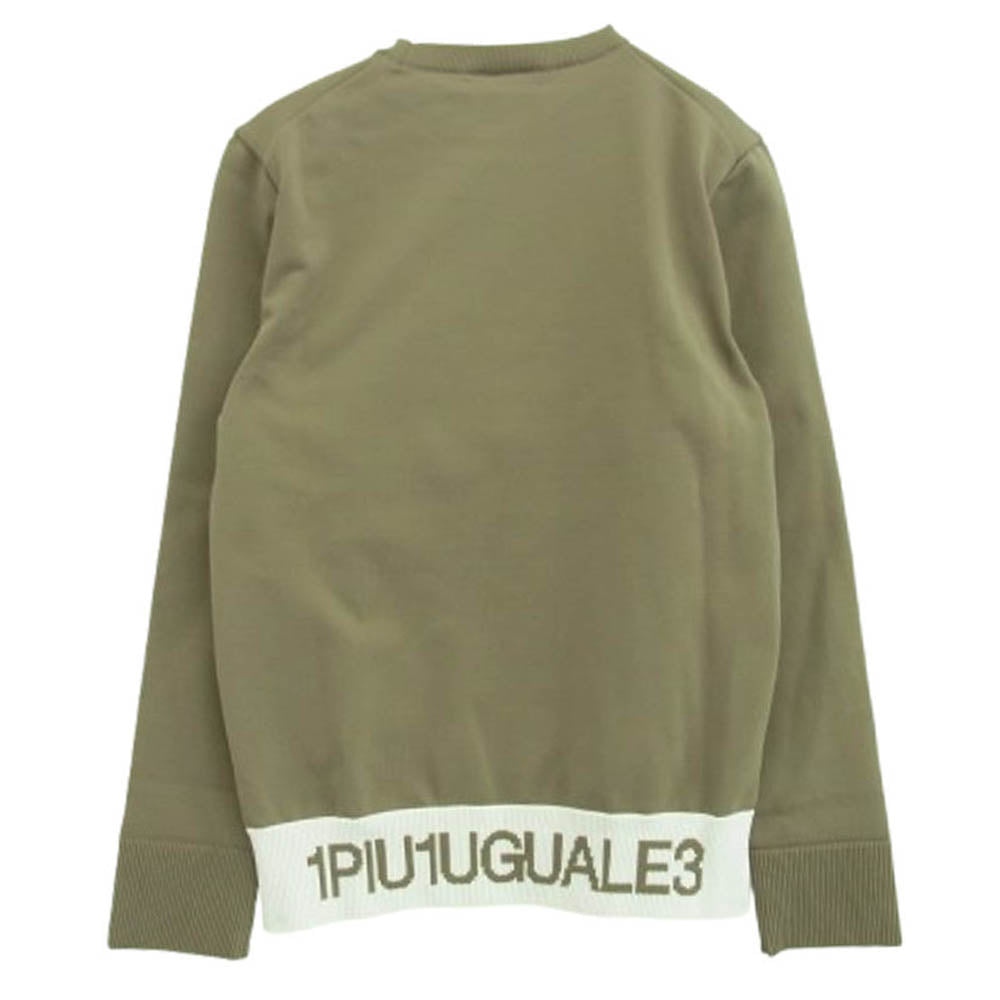 1piu1uguale3 ウノピュウノウグァーレトレ GRK051 POE446 GOLF ゴルフ CREW NECK KNIT LOGO RIB リブロゴ クルーネック ニット カーキ系 2【美品】【中古】