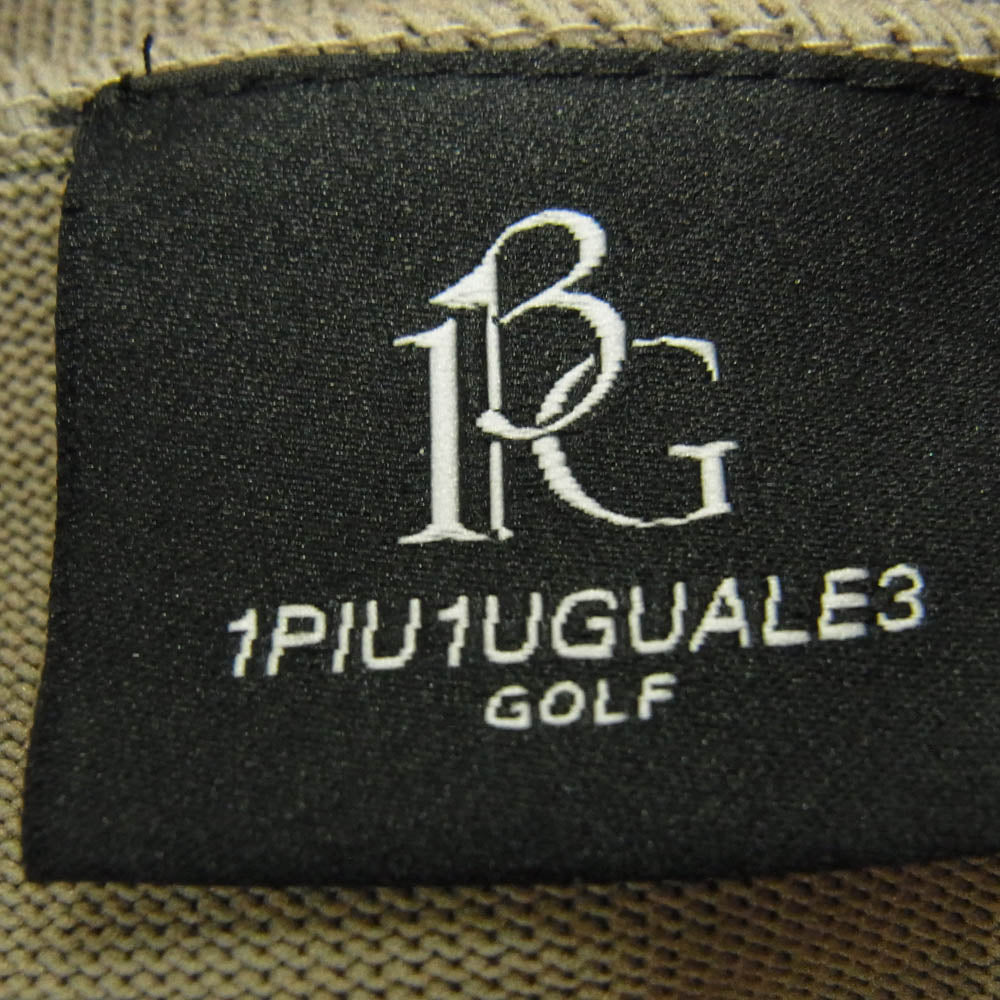 1piu1uguale3 ウノピュウノウグァーレトレ GRK051 POE446 GOLF ゴルフ CREW NECK KNIT LOGO RIB リブロゴ クルーネック ニット カーキ系 2【美品】【中古】