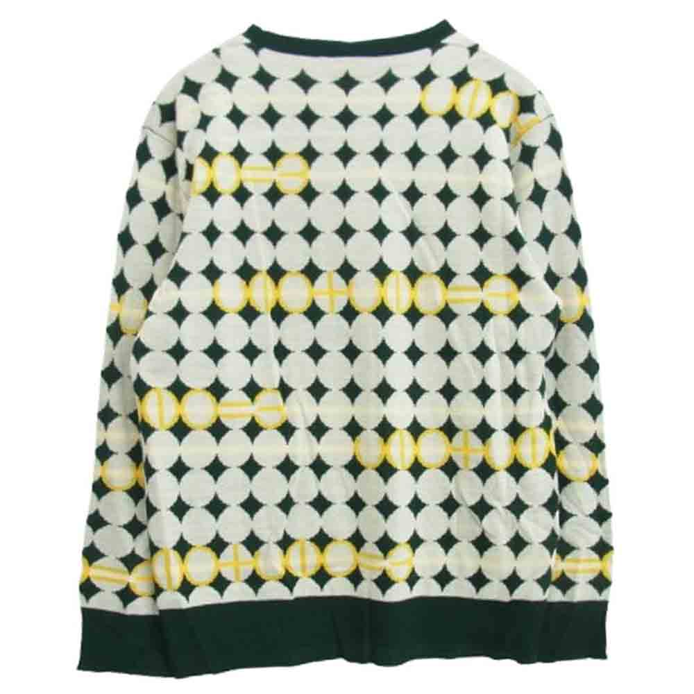 1piu1uguale3 ウノピュウノウグァーレトレ GRK067 WOA017 GOLF ゴルフ PANZETTA GIROLAMO G.CREWKNIT GOLF BALL ゴルフボール総柄 クルーネック ニット セーター グリーン系 ホワイト系 4【中古】