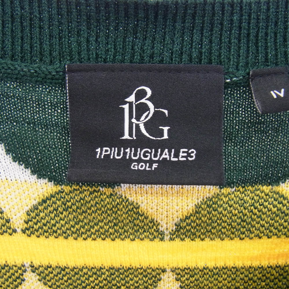 1piu1uguale3 ウノピュウノウグァーレトレ GRK067 WOA017 GOLF ゴルフ PANZETTA GIROLAMO G.CREWKNIT GOLF BALL ゴルフボール総柄 クルーネック ニット セーター グリーン系 ホワイト系 4【中古】