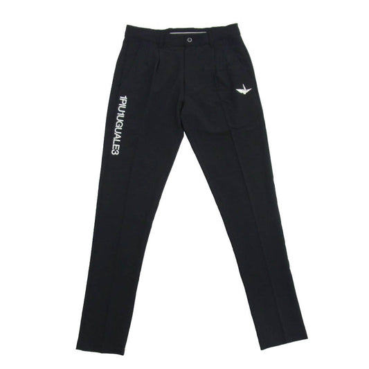 1piu1uguale3 ウノピュウノウグァーレトレ GRP166 POE521 GOLF ゴルフ STORM FLEECE TUCK PANTS ロゴ刺繍 ストレッチ タック パンツ ブラック系 4【中古】